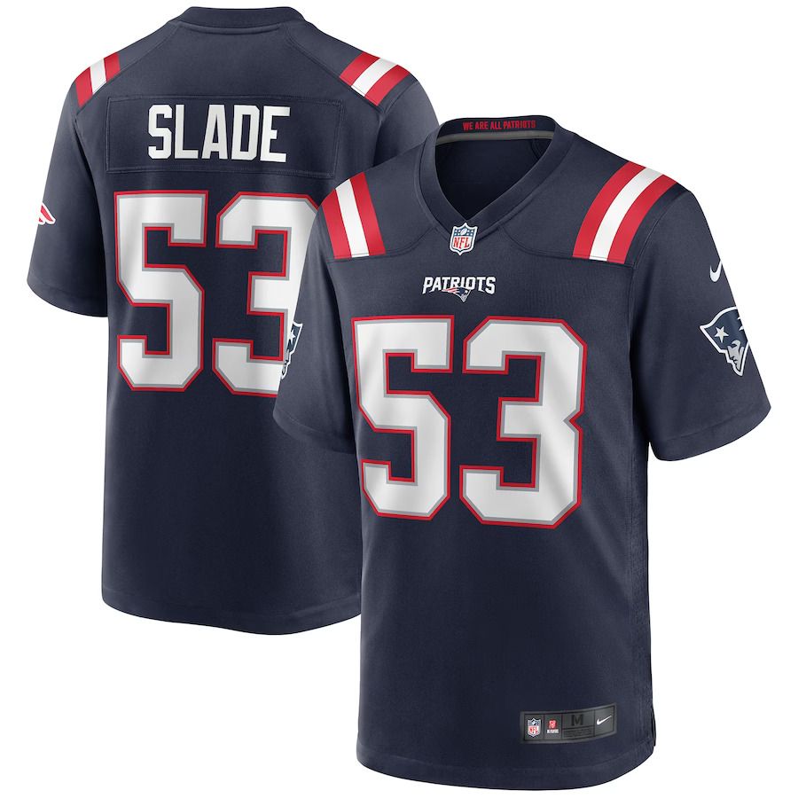 Men New England Patriots #53 Chris Slade Nike Navy Game Retired Player NFL Jersey